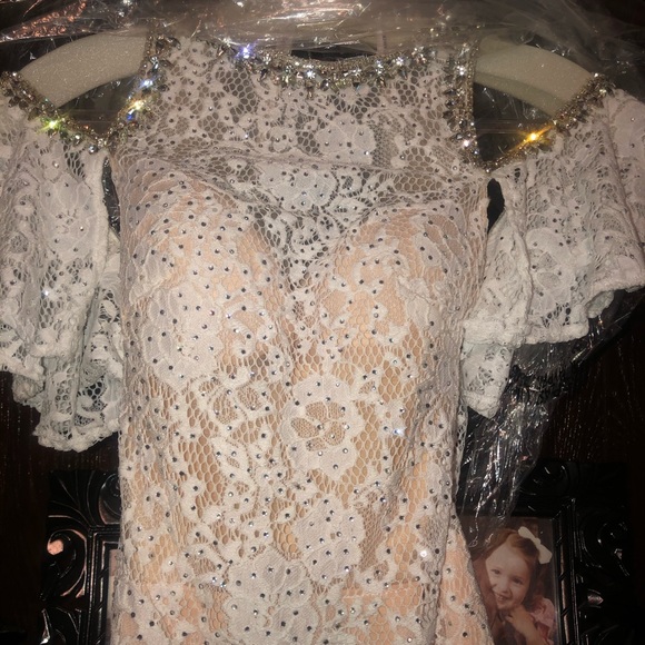 White, (more of a winter white) lace formal gown - Picture 7 of 7